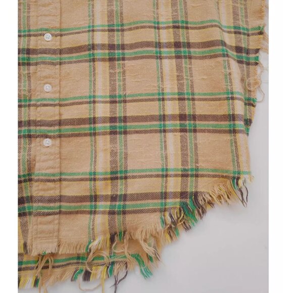 NWT R13 Yellow Checkered Cotton Shirt Frayed - Picture 10 of 11